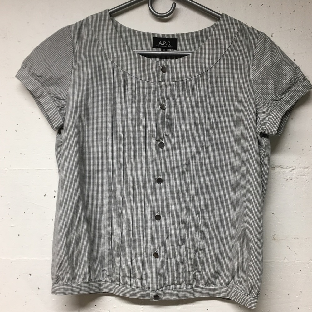 A.P.C. plaid blouse b/w